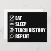 Eet. Slaap. Teach History. Herhaal Briefkaart (Voorkant / Achterkant)