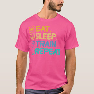 Eet slaap trein bodybuilding gewichtheffen workout t-shirt