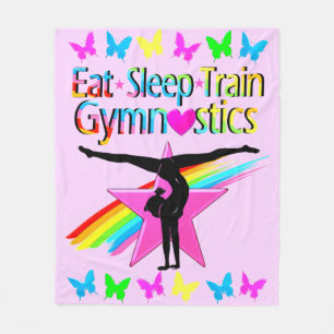 EET SLAAP TREIN GYMNASTIEK REGENBOOG ONTWERP FLEECE DEKEN