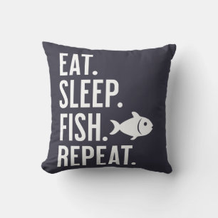 Eet. Slaap. Vis. Herhaal. Grappig Gevist decor Kussen