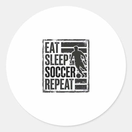 Eet Slaap Voetbal Herhaal Vintage Speler T-Shirt O Ronde Sticker (Voorkant)