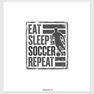 Eet Slaap Voetbal Herhaal Vintage Speler T-Shirt O Sticker