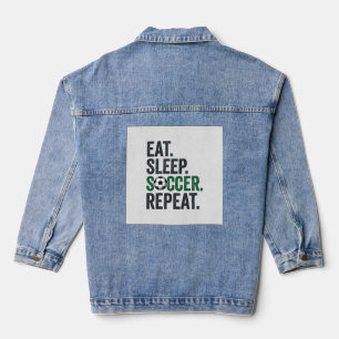 Eet Slaap Voetbal Herhaal Vintage T-Shirt Ontwerp_ Denim Jacket