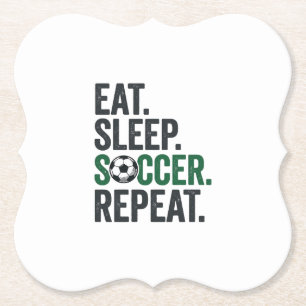 Eet Slaap Voetbal Herhaal Vintage T-Shirt Ontwerp_ Kartonnen Onderzetters