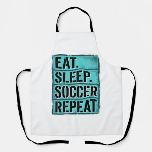 Eet Slaap Voetbal Herhaal Vintage Typografie T-shi Schort