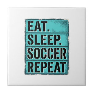 Eet Slaap Voetbal Herhaal Vintage Typografie T-shi Tegeltje