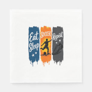 Eet Slaap Voetbal Herhaal Vintage Voetbal T-shirt  Servet