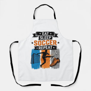 Eet Slaap Voetbal Herhaal Vintage Voetbalspeler T- Schort