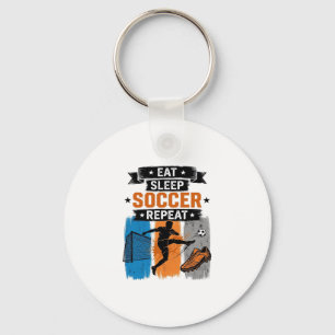 Eet Slaap Voetbal Herhaal Vintage Voetbalspeler T- Sleutelhanger