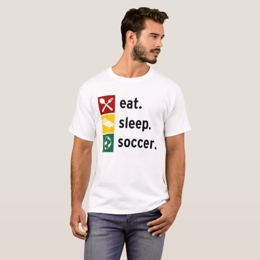 Eet. Slaap. Voetbal. T-shirt (Voorkant volledig)