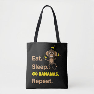 Eet Slaap Word Ga Bananen Herhaal Grappig Schattig Draagtas