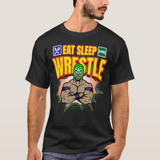 Eet Slaap Wrestle Lucha Libre Mexico Luchador Wres T-shirt (Voorkant)