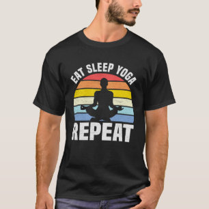 Eet Slaap Yoga Herhaal Yoga Vintage Retro Yoga T-shirt