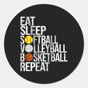 Eet Slaap Zacht Volleyll Sketel Herhaal Grappige S Ronde Sticker