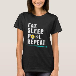 Eet slaap zwembad Herhaal grappig zwembad speler b T-shirt