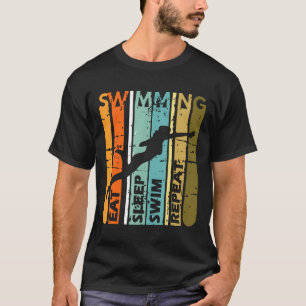 Eet Slaap Zwemmen Herhaal Grappige Zwemmer Koele T-shirt