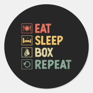 Eet Slaapbox Herhaal Boxer Sportkracht Atleet Ronde Sticker