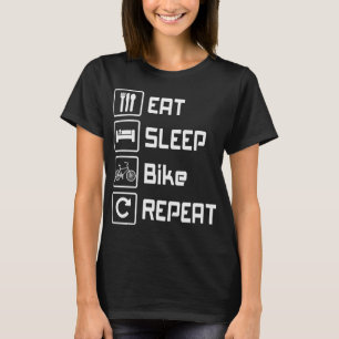 Eet slaapfiets Herhaal grappig fietsen T-shirt