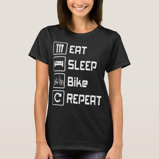 Eet slaapfiets Herhaal grappig fietsen T-shirt (Voorkant)