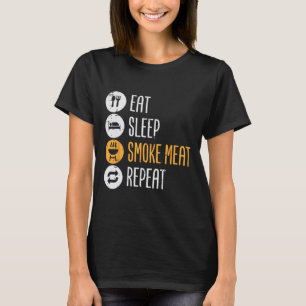 Eet Slaapgrillvlees Herhaal BBQ Rbecue Grill Manne T-shirt