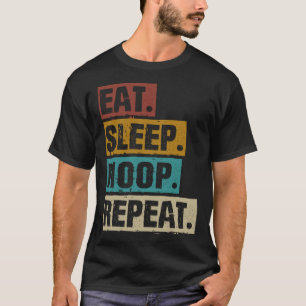 Eet slaaphoepels Herhaal retro basketbal T-shirt