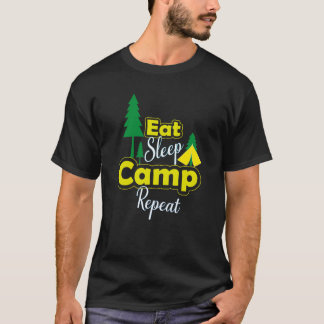 Eet slaapkamp herhaal grappig t-shirt