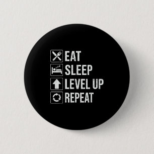 Eet Slaapniveau Omhoog Herhaal Funny Boys Kinder V Ronde Button 5,7 Cm