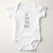 Eet Slaappak Herhaal Baby Humor Romper (Voorkant)