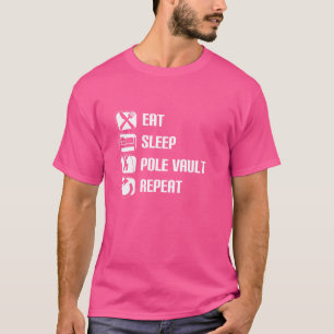 Eet Slaapstok Vault Herhaal Grappige Pool Vaulting T-shirt
