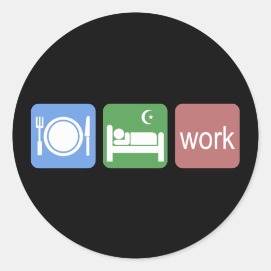 Eet-slaapwerk Ronde Sticker (Voorkant)