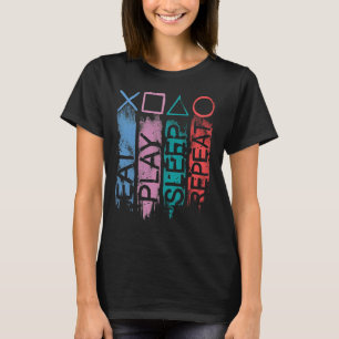 Eet Speel Slaap Herhaal Gamer Retro Gaming T-shirt