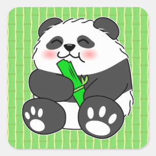 Eet Speel Slaap Schattige Baby Panda Comfortabel L Vierkante Sticker