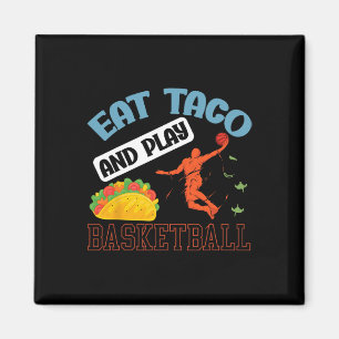 Eet taco en speel bysketbyll Mexico Cinco de Mayo Magneet