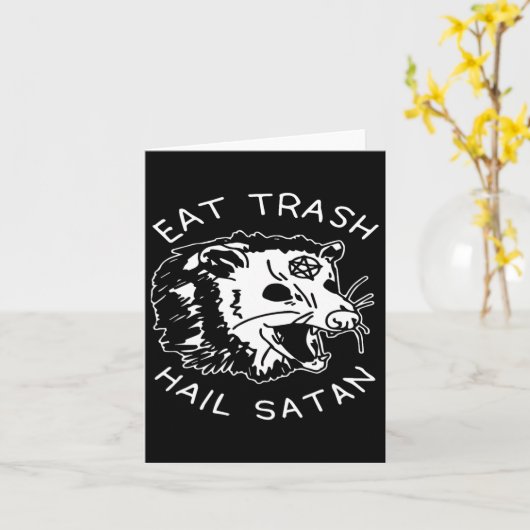 Eet Trash Hail Satan die overeenkomt met de kerstp Kaart (Gele Bloem)