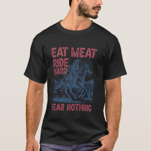 Eet Vlees Rij Hard Vintage Western Cowboy Carnivoo T-shirt