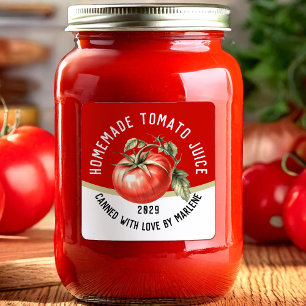 Eetbaar zelfgemaakte tomatensap met rode tomaat vierkante sticker