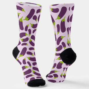 Eetbare Aubergine Paarse Groente Patroon Ontwerp Sokken