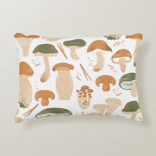 Eetbare paddenstoelen Linocut Patroon Accent Kussen
