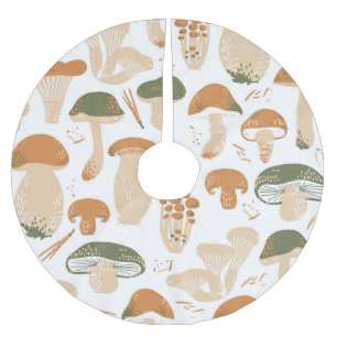 Eetbare paddenstoelen Linocut Patroon Kerstboom Rok