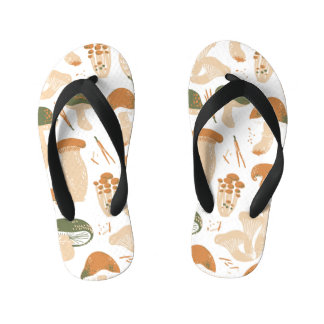 Eetbare paddenstoelen Linocut  Patroon Kinder Teenslippers