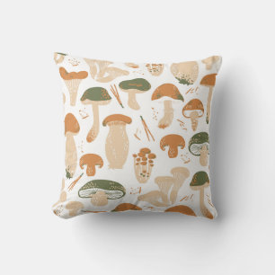 Eetbare paddenstoelen Linocut  Patroon Kussen