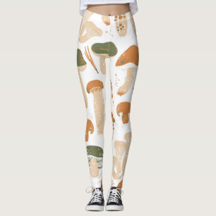 Eetbare paddenstoelen Linocut  Patroon Leggings