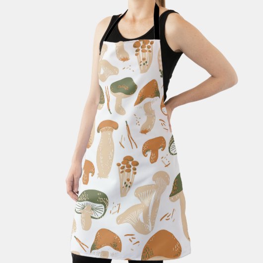 Eetbare paddenstoelen Linocut  Patroon Schort (Insitu)