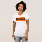 Eetbare Print Novelty: Zwarte print in sinaasappel T-shirt (Voorkant volledig)
