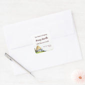 Eetbare Rustieke Bijenkorf en Wolken 1,5" Kaars Vierkante Sticker (Envelop)