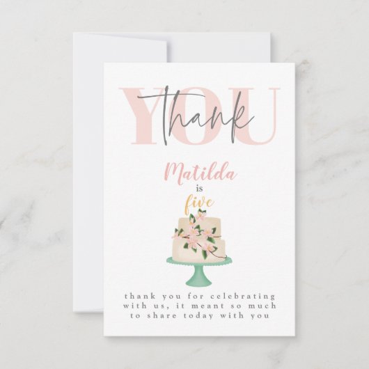 eetbare verjaardagstaart feest bedankkaart (Voorkant)