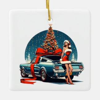 Eetbare zilverspar vintage mustang 66 keramisch ornament