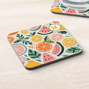 Eetblogger Decor Fruitige Foodie Zomer Monogram Bier Onderzetter