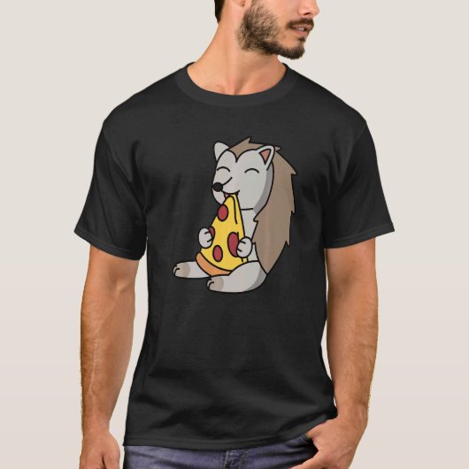 Eetgeel Eating Pizza Pet T-shirt (Voorkant)