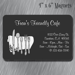 Eetgerei Restaurant Zwart Wit Aangepast 10 cm x 1 Magneet